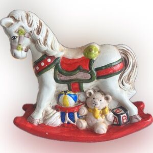1981 Enesco Rocking Horse Pony Ceramic Vintage Bank